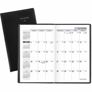 AT-A-GLANCE  Pocket Monthly Planner,14 Month,2PPM,3-5/8"x6-3/16",Black