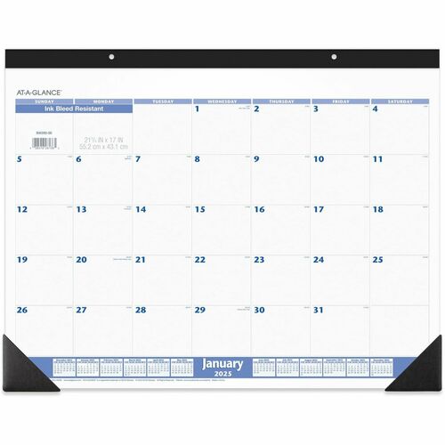 AT-A-GLANCE Desk Pad/Calendar,Unruled Blocks,Jan-Dec,22"x17",BK Binding
