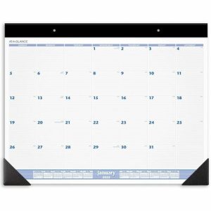 AT-A-GLANCE  Desk Pad Calendar,Ruled Blocks,Jan-Dec,24"x19",BK Binding