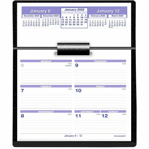 AT-A-GLANCE Desk Calendar, w/ Base, 12 Mths Jan-Dec, 5-5/8"x7", Black
