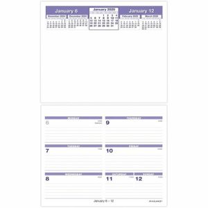 AT-A-GLANCE  Weekly Calendar Refill, 12 Mths Jan-Dec, 5-5/8"x7"