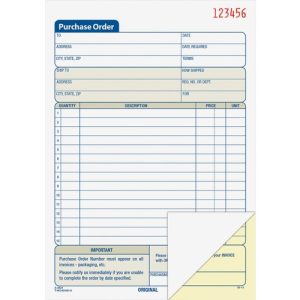 Adams Purchasing Order Book,2-Part,5-9/16"x8-7/16",100 Sht,BE/WE