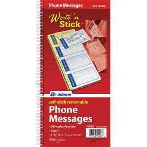 Adams Message Book, Spiral Bound, Sticky Back notes