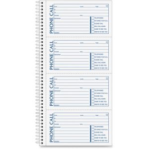 Adams  Phone Message Book, Spiral, 11"x5-1/2", 400 Sets/Book, Multi