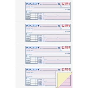 Adams Receipt Book,Carbonless,3-Part,11"x7-5/8",100Sets/BK,Multi