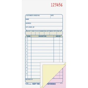 Adams Sales Order Book,3-Part,3-11/16"x7-3/16",50Sets/Book,BE/WE