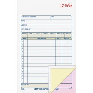 Adams Sales Order Book,3-Part,4-3/16"x7-3/16", 50Sets/Book,BE/WE
