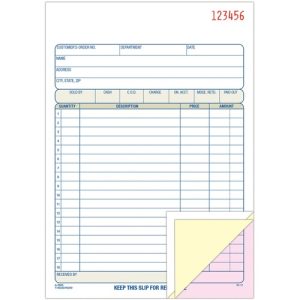 Adams Sales Order Book, 3-Part, 5-9/16"x8-7/16",50Sets/Book,BE/WE