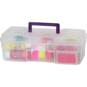 Akro-Mils  Supply Box, 6"x12"x4", Plastic, Clear/Purple