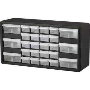 Akro-Mils  Stackable Cabinet,26 Drawers,20"x6-3/8"x10-11/32",Black/Gray