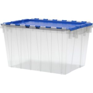 Akro-Mils  Storage Box, 12-Gallon, 15"x21-1/2"x12-1/2", Clear/Blue