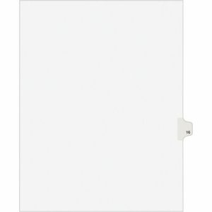 Avery  Index Divider, "16", Side Tab, 8-1/2"x11", 25/PK, White