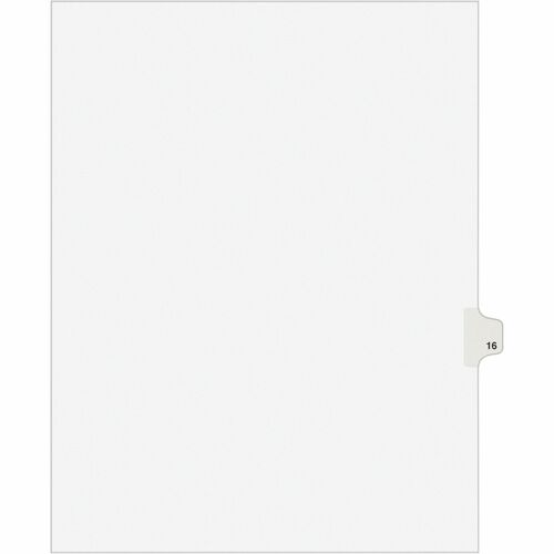 Avery Index Divider, "16", Side Tab, 8-1/2"x11", 25/PK, White