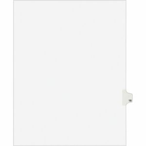 Avery  Index Divider, "18", Side Tab, 8-1/2"x11", 25/PK, White