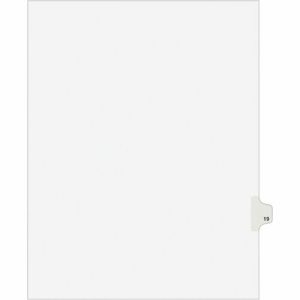Avery  Index Divider, "19", Side Tab, 8-1/2"x11", 25/PK, White