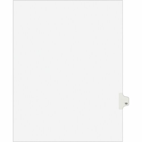 Avery Index Divider, "19", Side Tab, 8-1/2"x11", 25/PK, White