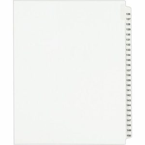 Avery  Index Dividers, Side Tab, 126-150, 8-1/2"x11", 25/ST, White