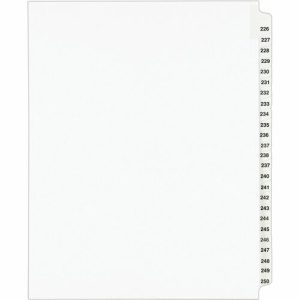 Avery  Index Dividers, Side Tab, 226-250, 8-1/2"x11", 25/ST, White
