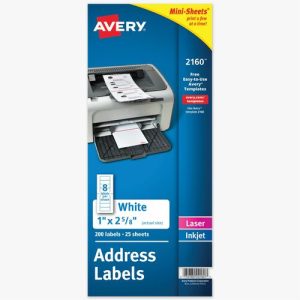 Avery  Laser Labels, Address, 1"x2-5/8", 200/PK, White