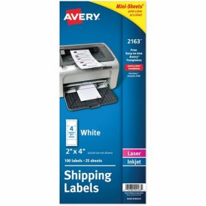 Avery  Laser Labels, Shipping, 2"x4", 100/PK, White
