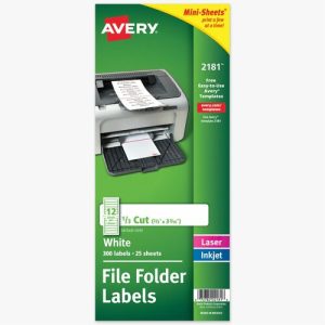Avery  Filing Labels,Permanent,300/PK,2/3"x3-7/16",300/PK,White