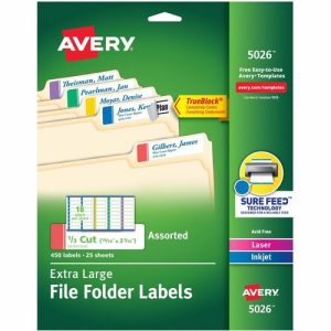 Avery  Extra Large Filing Labels, 15/16"x3-7/16", 450/PK, Assorted