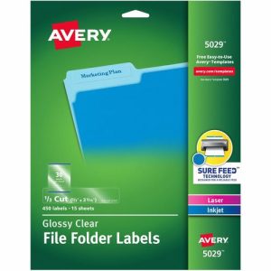 Avery  Filing Labels, Laser/Inkjet, 2/3"x3-7/16", 450/PK, Clear