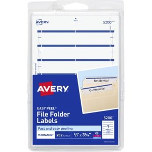 Avery  Filing Labels, Permanent, 11/16"x3-7/16", 252/PK, Dark Blue