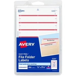 Avery  Filing Labels, Permanent, 11/16"x3-7/16", 252/PK, Dark Red