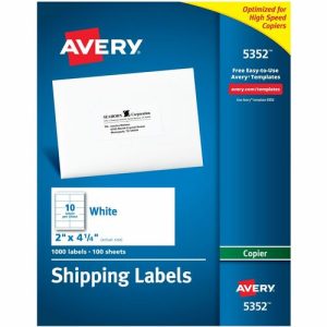 Avery  Copier Label, Mailing, 2"x4-1/4", 1000/BX, White