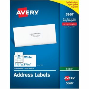 Avery  Copier Label, Mailing, 1-1/2"x2-13/16", 2100/BX, White