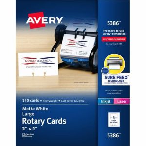 Avery Laser/Inkjet Rotary Cards,2-sided,3"x5",3/Sht,150/BX,WE