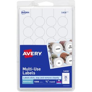 Avery  Multi-use Labels, Laser/Inkjet, Round, 3/4", 1008/PK, WE