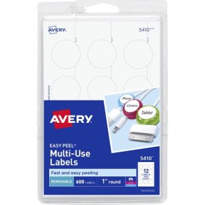 Avery  Multi-use Labels, Laser/Inkjet, Round, 1", 600/PK, WE