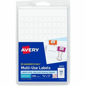 Avery  Multipurpose Labels,Removable,1/2"x5/16",1100/PK,White