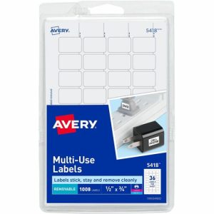 Avery  Labels,Removable,Multipurpose,1/2"x3/4",1008/PK,White