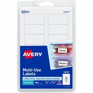 Avery  Labels,Removable,Multipurpose,3/4"x1-1/2",504/PK,White