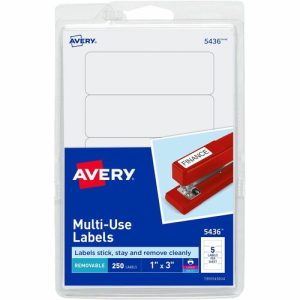 Avery  Labels,Removable,Multipurpose,1"x3",250/PK,White