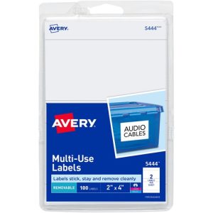 Avery  Labels,Removable,Multipurpose,2"x4",100/PK,White