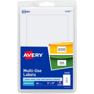 Avery  Labels,Removable,Multipurpose,3"x5",40/PK,White