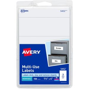 Avery  Labels,Removable,Multipurpose,1-1/2"x4",150/PK,White