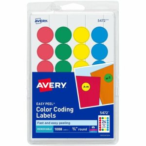 Avery  Removable Labels, 3/4" Round, 1008/PK, Assorted