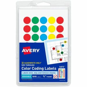 Avery  Color-coding Labels, 3/4" Round, 1015/PK, AST Translucent