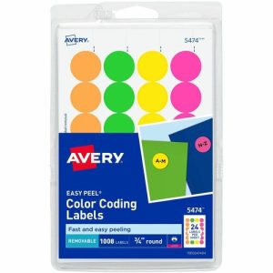Avery  Color-coding Labels, 3/4" Round,1008/PK, Neon AST