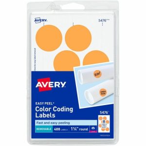 Avery  Removable Labels, 1-1/4" Round, 400/PK, Orange Neon