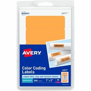 Avery  Removable Color-coding Labels, 1"x3", 200/PK, Orange Neon