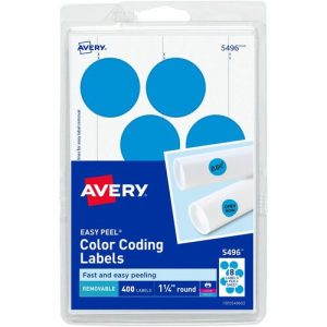 Avery  Removable Labels, 1-1/4" Round, 400/PK, Light Blue