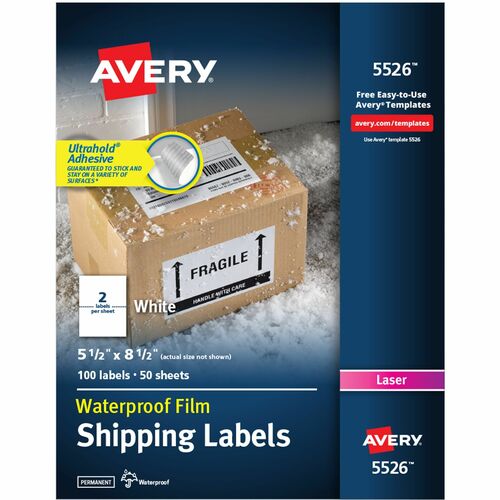 Avery Mailing Labels, Weatherproof, 5-1/2"x8-1/2",100/PK, WE