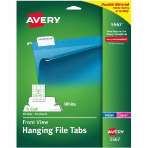 Avery  Hanging File Tabs,Laser/InkJet,1/5 Tabs,8-1/2"x11",90/PK,WE