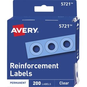 Avery  Reinforcements, Roll Dispnsr,1/4" Diameter, 200/PK, Clear